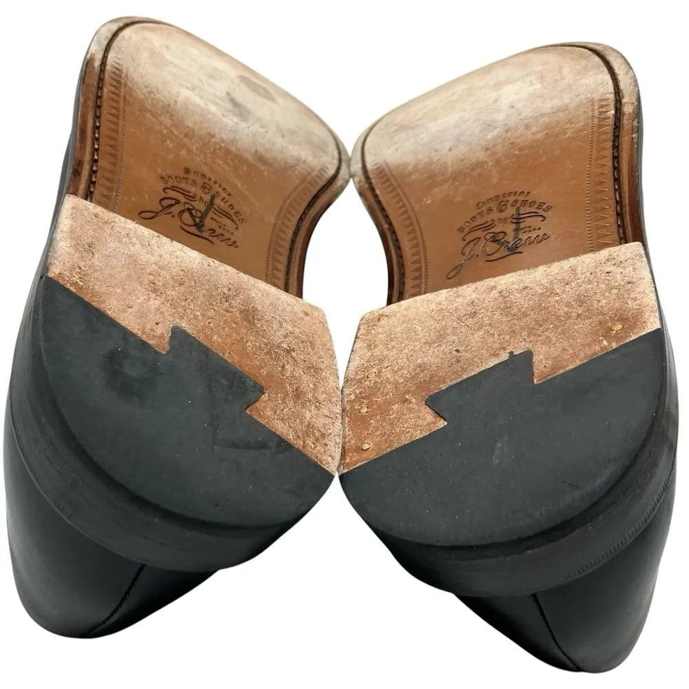 J.Crew Ludlow Mens 11.5 Black Leather Derby Shoes Old‎ Money Preppy Euro Summer